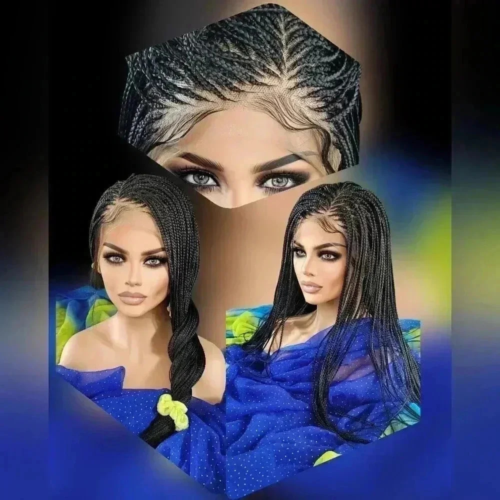 🎉 Braided Wig: full lace wig micro braids entangle with cornrows "YARA": NWT